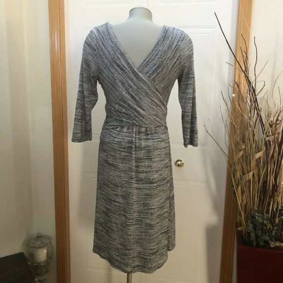 AMADI Anthropologie Lola Cross Wrap Knit Dress Light Gray Size Large - Picture 12 of 12